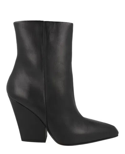 Paris Texas Jane Leather Ankle Booties In Black