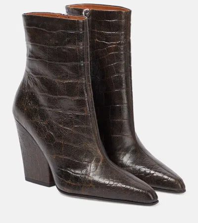 Paris Texas Jane Leather Ankle Boots In Brown
