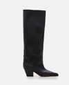 Paris Texas Jane Knee-high Leather Texan Heel Boots In Black