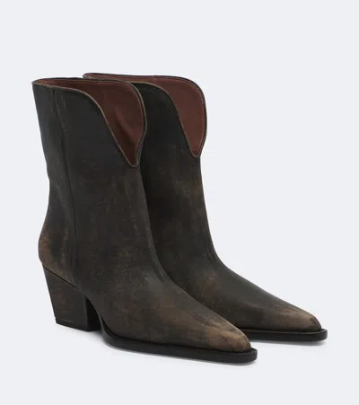 Paris Texas Jane Leather Cowboy Boots In Brown