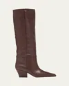 Paris Texas Jane Leather Knee Boots In Brown