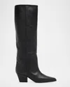 Paris Texas Jane Leather Knee Boots In Black