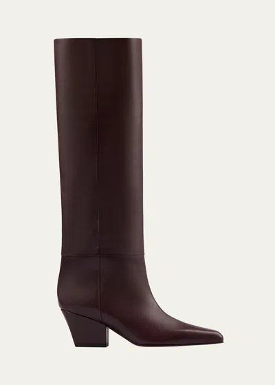 Paris Texas Jane Leather Knee Boots In Mocha