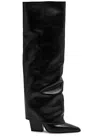 Paris Texas Black Jane Fold Over Tall Boots In Black