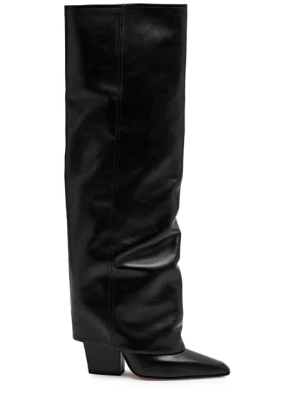 Paris Texas Black Jane Fold Over Tall Boots