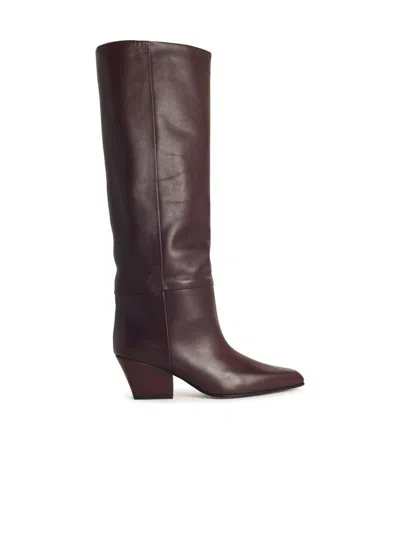 Paris Texas Jane' Mocha Leather Boots In Brown