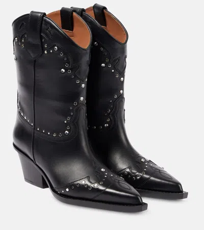 Paris Texas Janice 60 Studded Leather Cowboy Boots In Black