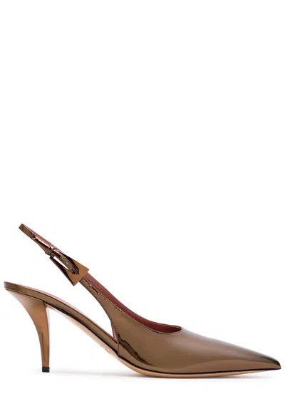 Paris Texas Jessica 75 Patent Leather Slingback Pumps In Gold