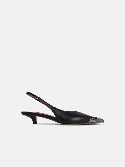Paris Texas 'jessica' Leather Slingbacks In Black
