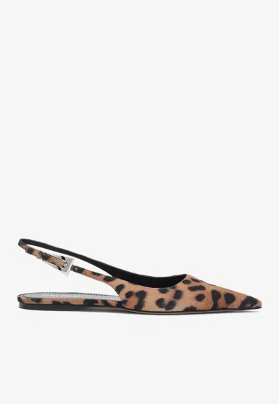PARIS TEXAS JESSICA LEOPARD PRINT SLINGBACK FLATS