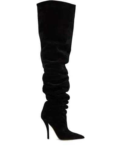 Paris Texas Jessica Ruched Stiletto Boots In Black