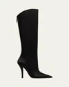 Paris Texas Jessica Silk Stiletto Knee Boots In Black