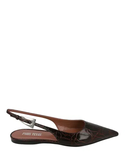Paris Texas Jessica Leather Slingback Flat In Brown