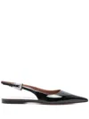 Paris Texas Jessica 10 Patent Leather Slingback Flats In Black