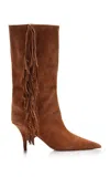Paris Texas Jessie Fringed Suede Boots In Tan