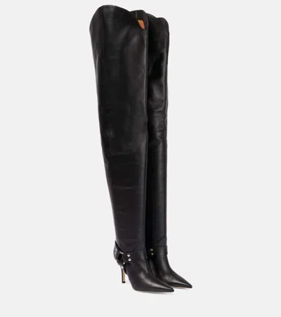 Paris Texas June Leather Over-the-knee Boots In Black