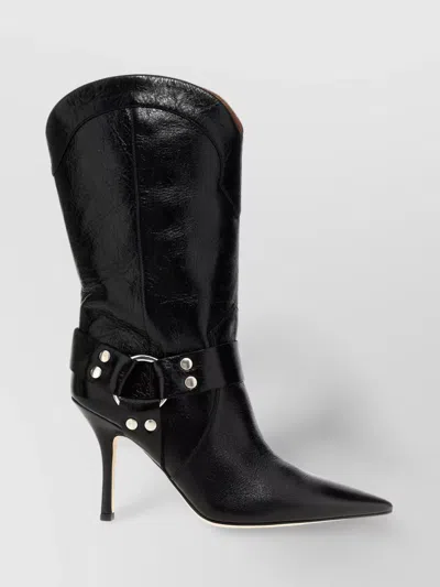 Paris Texas 'june' Mid-calf Stiletto Heel Boots In Black