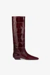 Paris Texas Knee-high Boots In Hevea Maxi Croco-embossed Leather In Hevea