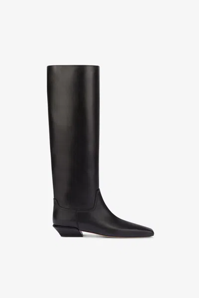 PARIS TEXAS KNEE-HIGH BOOTS IN SMOOTH BLACK LEATHER