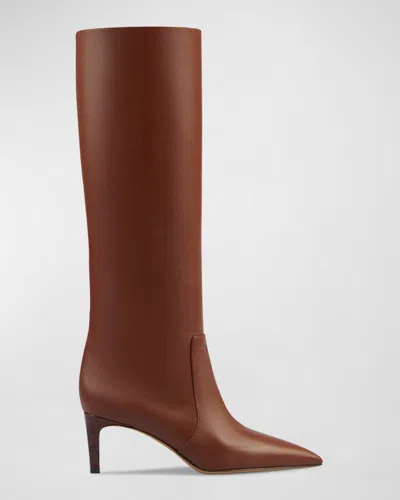 Paris Texas Pointed Knee-high Boots In Smooth Chocolate Leather
