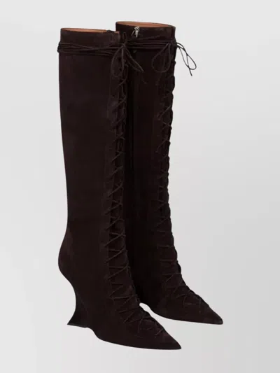 Paris Texas Knee Length Suede Boots Wedge In Multi