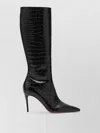 Paris Texas Vera 85 Charcoal Crocodile-effect Leather Boots In Black