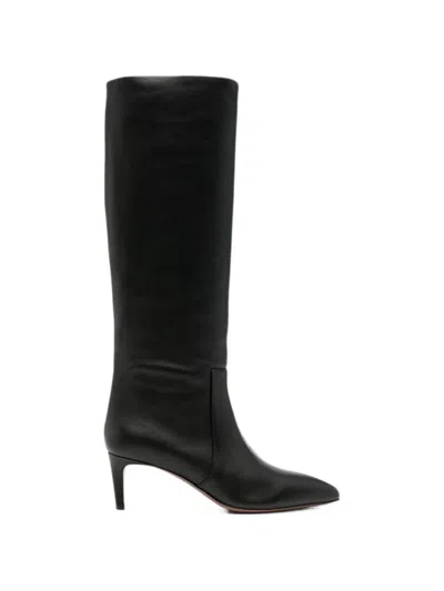 Paris Texas Knee-high Pointed Boots In Animal Print
