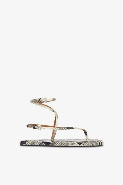 Paris Texas Lace-up Sandals In Natural Python-print Leather