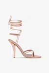 Paris Texas Lace-up Sandals In Rose Gold Metallic Python-print Leather