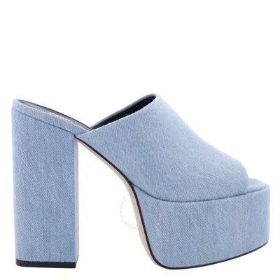 Paris Texas Sasha 130mm Denim Platform Mules In Blue