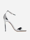 Paris Texas 105mm Stiletto Mirror Leather Sandals In Silver