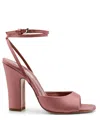 Paris Texas Satin Covered Heel Sandals With Squared Toe In Pink
