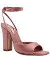 Paris Texas Satin Covered Heel Sandals With Squared Toe