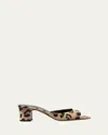 Paris Texas Lara Leopard Slide Mule Sandals In Natural Leopard