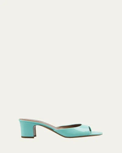Paris Texas Lara Patent Slide Mule Sandals In Turchese