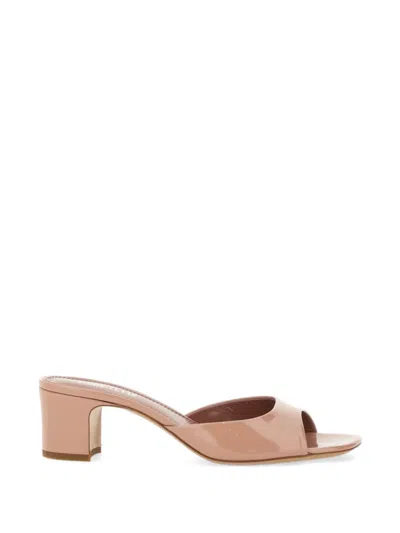 Paris Texas Block Heel Open Toe Sandals Lara In Animal Print