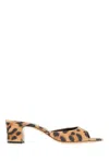 Paris Texas Printed Fabric Mules In Natural Leopard
