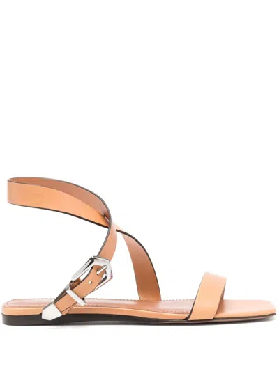 Paris Texas 10mm Lauren Leather Flat Sandals In Brown