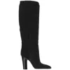 Paris Texas Alizze Suede Pointed-toe Knee-high Boots In Black