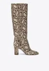 Paris Texas Lavinia 110 Python Print Leather Knee-high Boots In Sand