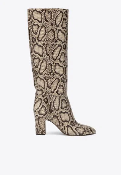 Paris Texas Lavinia 110 Python Print Leather Knee-high Boots In Sand