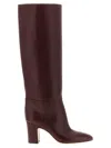 Paris Texas Calfskin Boots With A Pointed Toe In Burgundy