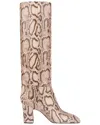 Paris Texas Boots In White And Dark Brown Python Printed Leather In Animal Print