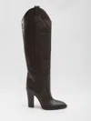 Paris Texas Western Style Knee-high Leather Boots In Brown