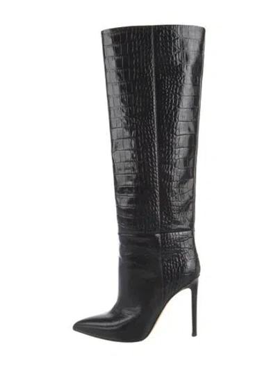 Pre-owned Paris Texas Leather Animal Print Boots In Black