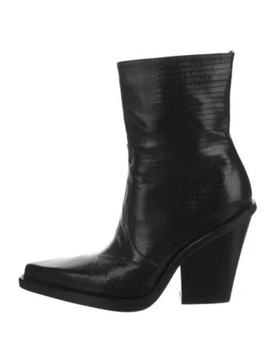 Pre-owned Paris Texas Leather Animal Print Boots In Black
