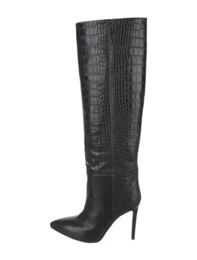 Pre-owned Paris Texas Leather Animal Print Boots In Black