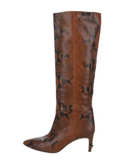 Pre-owned Paris Texas Leather Animal Print Boots In Black/brown