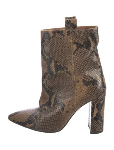 Pre-owned Paris Texas Leather Animal Print Boots In Black/brown