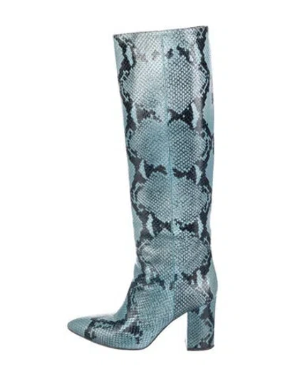 Pre-owned Paris Texas Leather Animal Print Boots In Blue